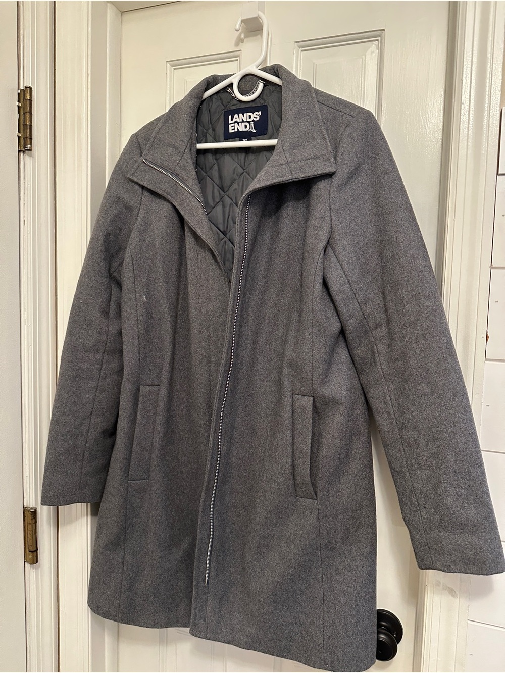 Lands' End Women's Gray Wool-Blend Pea Coat